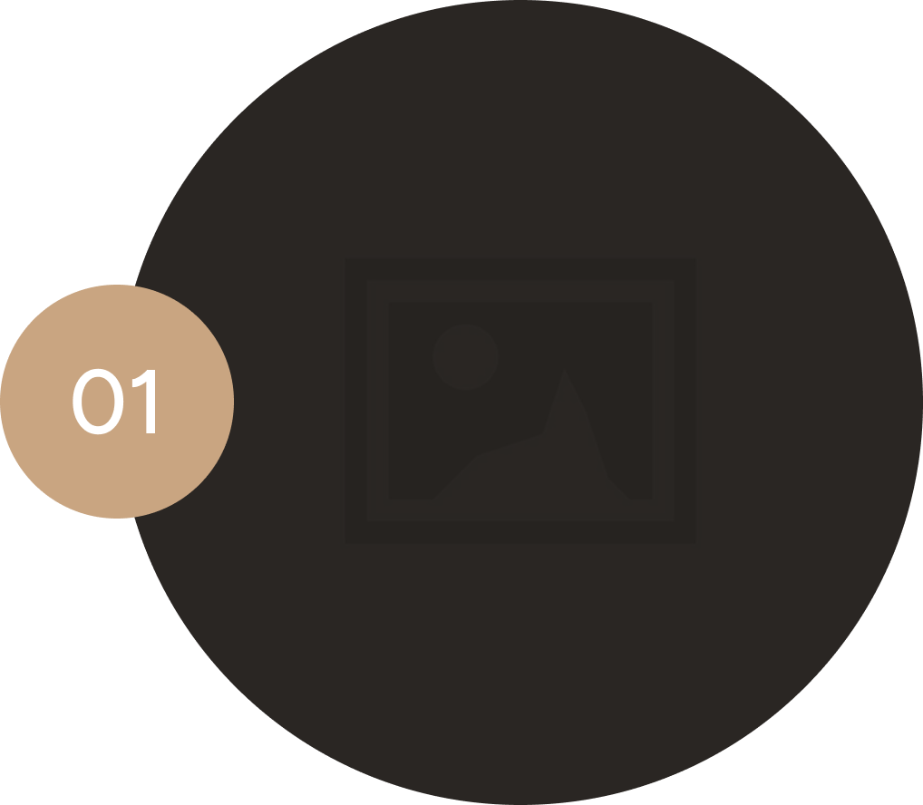 Dark circular background with number 01