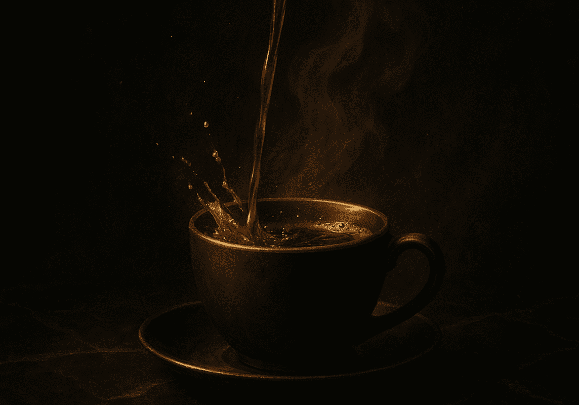Steaming coffee being poured into cup